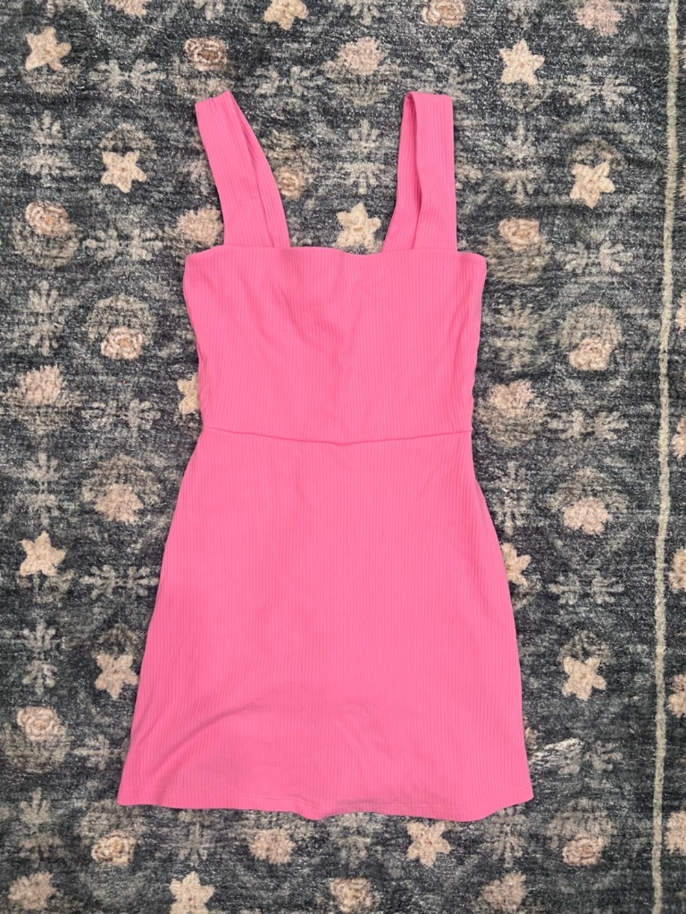 PINK Victoria's Secret Hot Pink Ribbed Mini Dress Romper